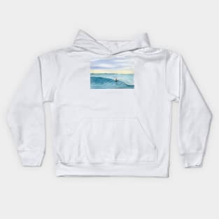 Morning Surf Watercolor Surf Art Kids Hoodie